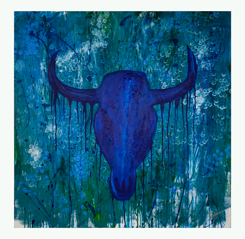 Boho Cow Skull 36" x 36"